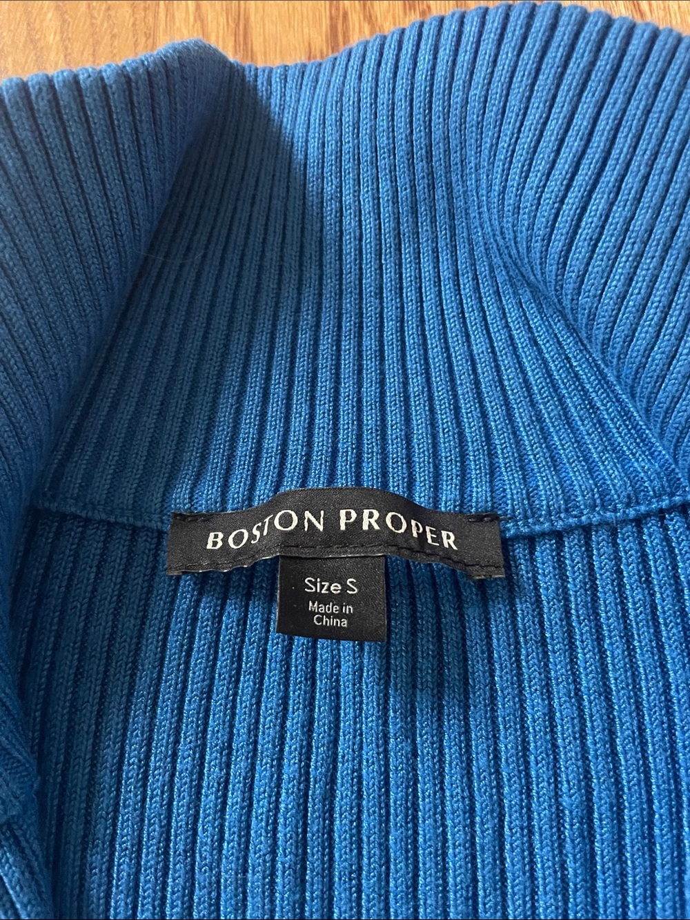 Boston Proper Bright Blue Ribbed Zip Cardigan - Picture 2 of 5